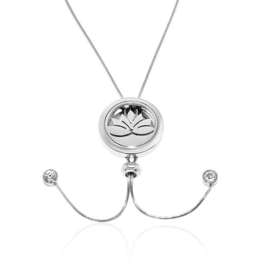 Lotus Pendant Necklace with adjustable snake chain FEP029SR-0